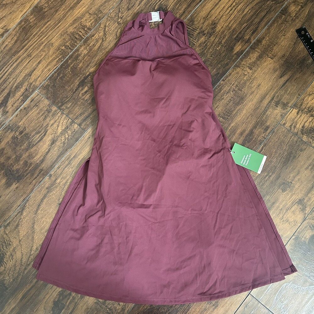 Halara Softly Zero Airy Contrast Mesh Active Dress Small Easy Dress Maroon